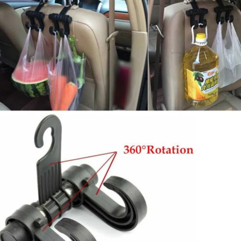 Black Car Seat Back Headrest Dual Hook Holder Hanger Fit For Bag Purse ^-^