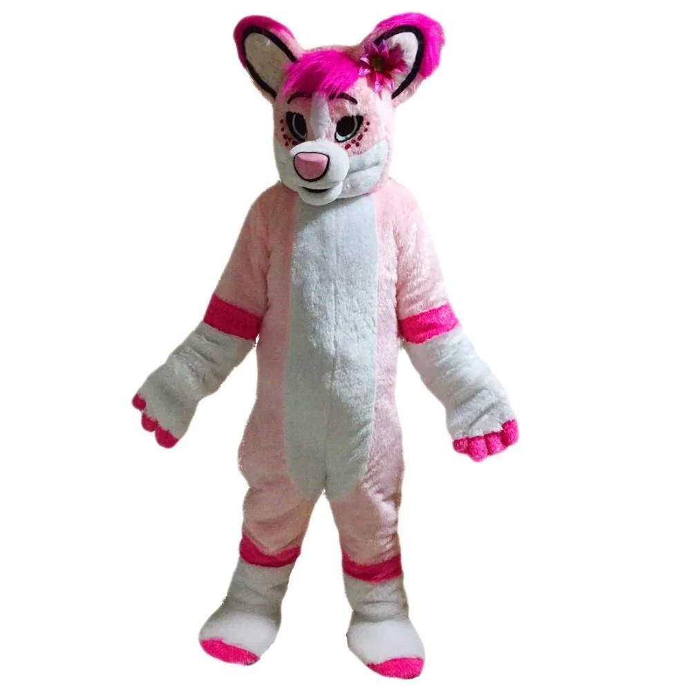Pink Husky Card Mascots Costume Adult Mascots Costume Fancy Dress Gift A+++1