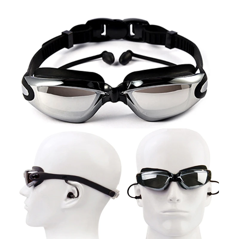

Fashion New Multicolour Electroplated Waterproof Fog-proof Smooth And Myopic Swimming Goggles Connected Earplug