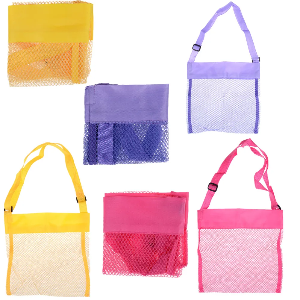 1PCS Pouch Tote Mesh Childrens Bag Travel Accessories 23cmx23cm New Kids Baby Carry  Away  Beach Treasures Toys