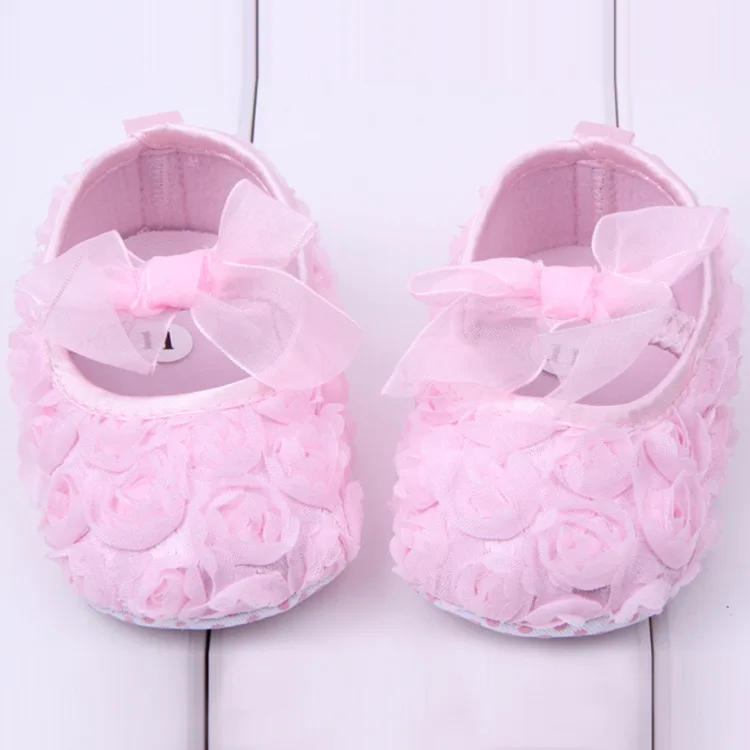 

Christening baptism Pink Girls Newborn Baby Princess Shoes Infant Toddler Butterfly Knot Rose Flower Bebe Sneakers Sapatos 0-1 Y