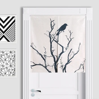 

Drop Ship New Linen Cotton Japanese Style Black Geometric Door Curtain Bird Tapestry 85x120cm/85x90cm Free shipping
