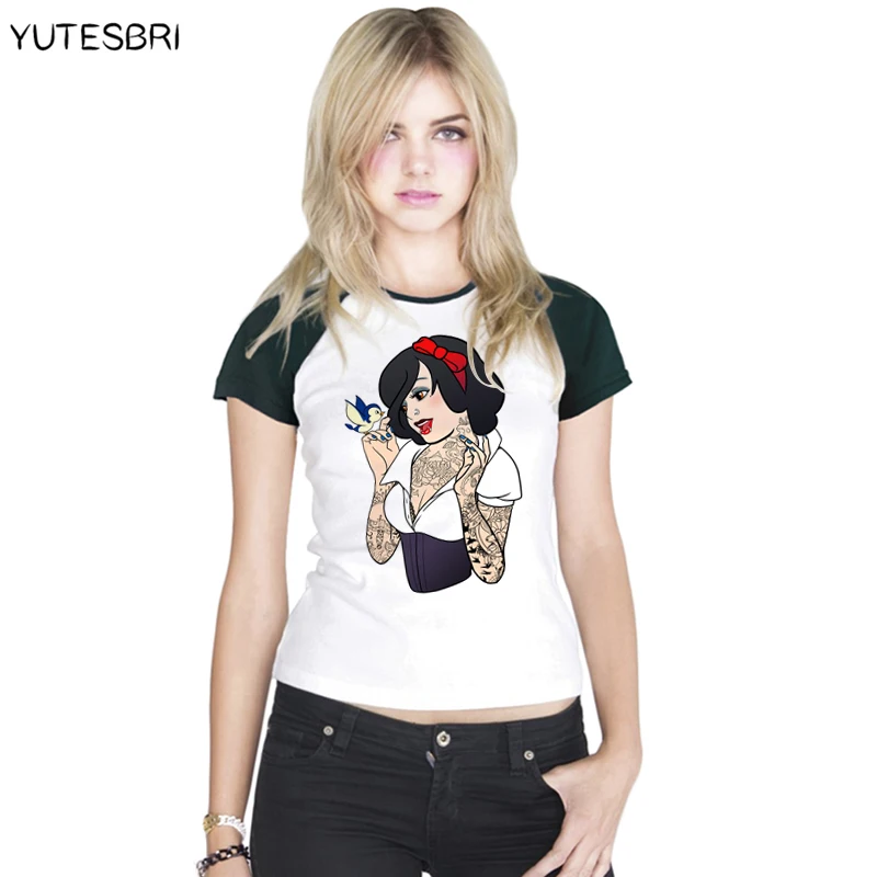 

Harajuku New women's t shirt cartoon Snow White Princess/Cute Animal printed tshirts women/girl summer casual tee tops clothing