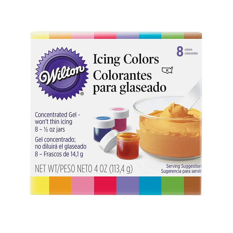 Wilton Food Coloring, 8-Count Icing Colors Wilton Edible Food Color Gel Paste Color Additive for Fondant Cake Batter or Icing