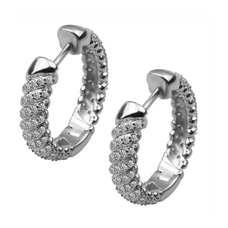 

Hot Sale Fashion 1 Pair Stainless Steel Round Silver Earrings with Zirconia Romantic Stud Earing Designed Jewelry Gift for Women