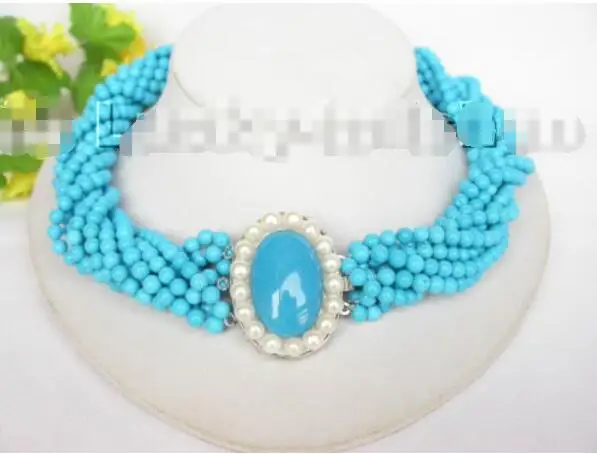 

Hot sale new Style >>>>>AAA 10Stds natural turquoise necklace lapis pearl clasp