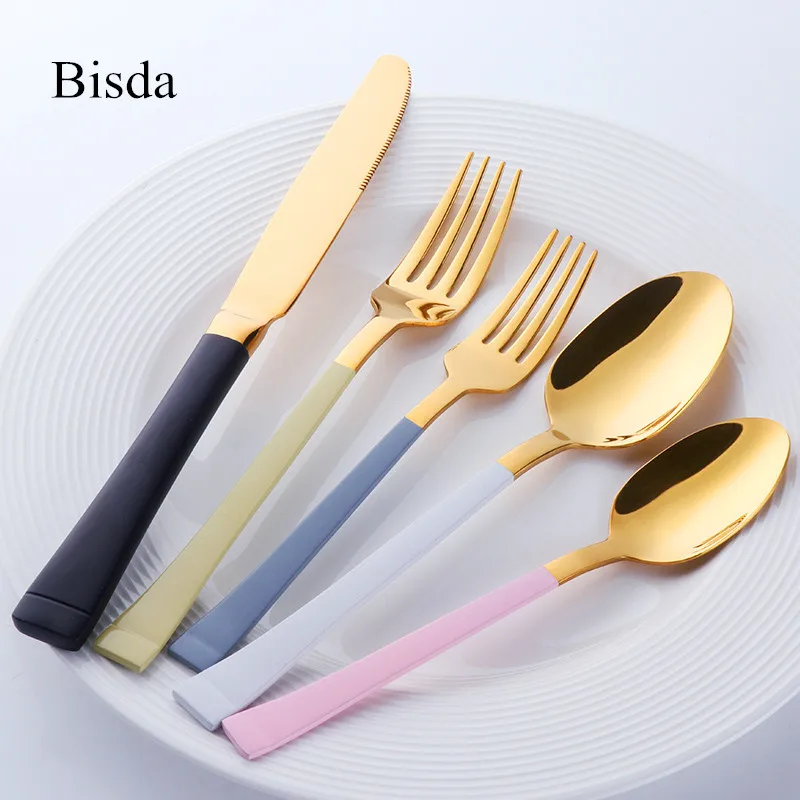 Aliexpress Buy Stainless Steel Cutlery White Gold aliexpress buy stainless steel cutlery white gold