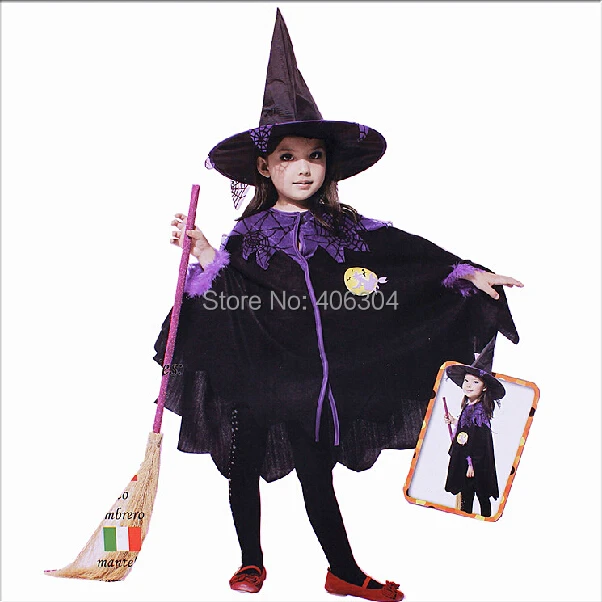 free shipping children black halloween party witch costume cloak with witch hat purple spider clothes - Spider Witch Halloween Costume free shipping children black halloween party witch costume cloak with witch hat purple spider clothes - Spider Witch Halloween Costume