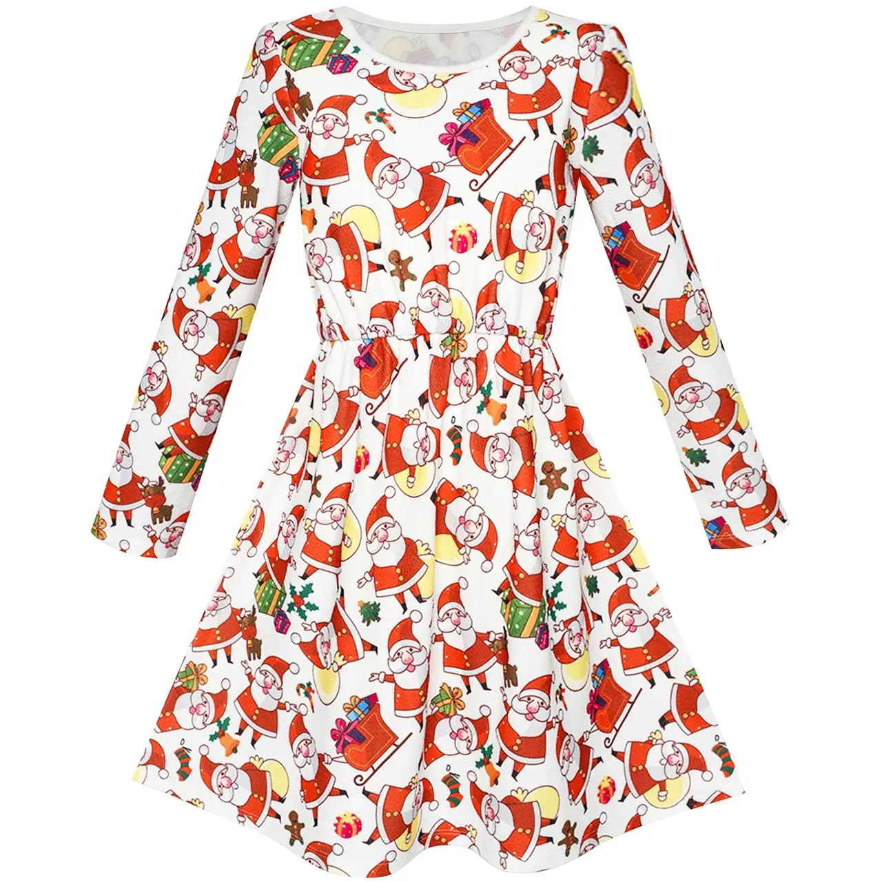 

Girls Dress Red Santa Gift Box Christmas Socks Long Sleeve 2018 Summer Princess Wedding Party Dresses Kids Clothes Size 4-10