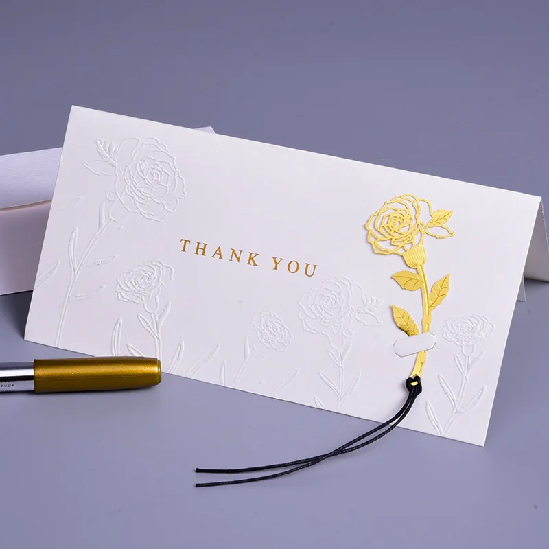 

1PCS Bump Rose Birthday Thank-You Card Message Blessing Card General Fold Thank You Cards