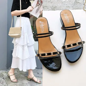 

2019 New Flat Outdoor Slippers Sandals Straps Roman Sandals Fashion with Women's Shoes Low Heel Shoes Sandals Casual Mujer A150