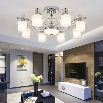 

Modern Chrome Metal Led Chandeliers Lighting Living Room Glass Led Pendant Chandeliers Lights Hanging Lamp Fixtures For Bedroom
