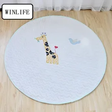 Winlife Корейский мультфильм Стиль дети ковры натуральный хлопок коврики круглые коврики ребенка ползать коврики Стирка ковров 140x140 см ковры