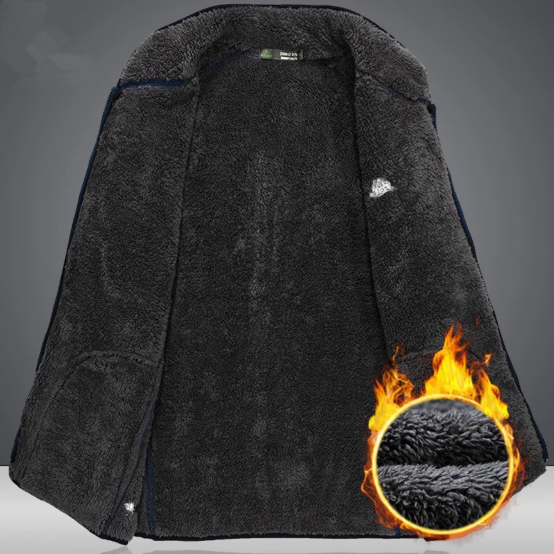 Autumn Winter Men's Cardigan Thicken Thermal Fleece Jacket Outdoor Riding Hiking Climbing Sports Warm Windproof Breathable Coat