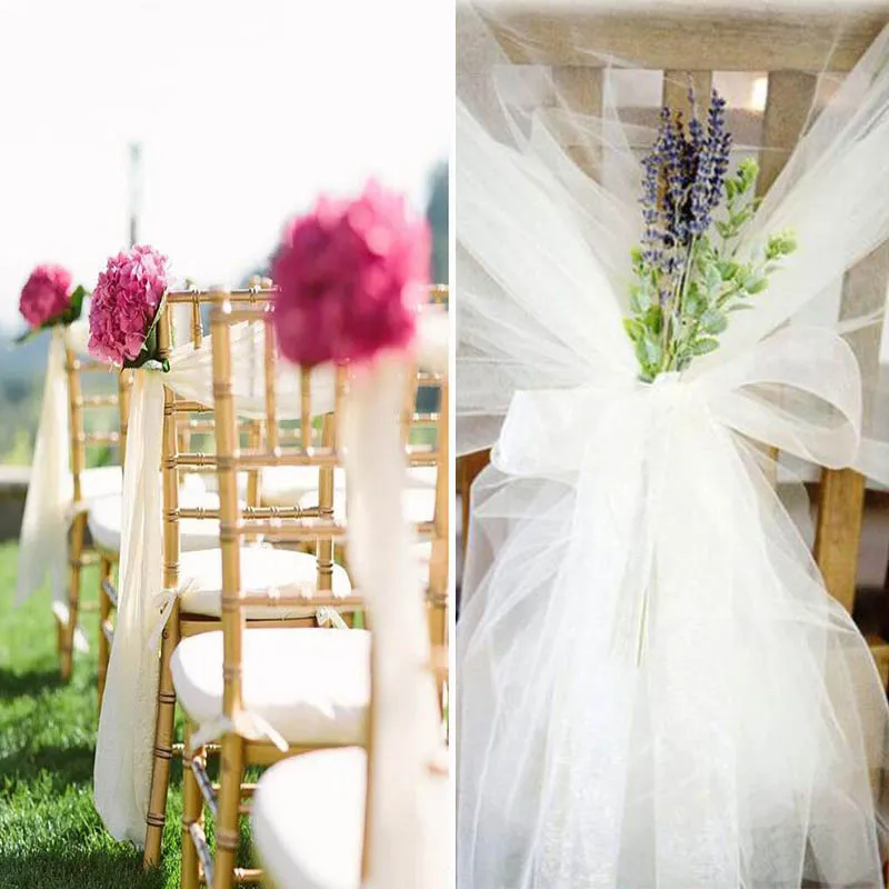

48cm*5M High-density Organza Wedding Background Veils Wedding Chair Back Gauze Check-in Table Layout Arch Yarn Decoration