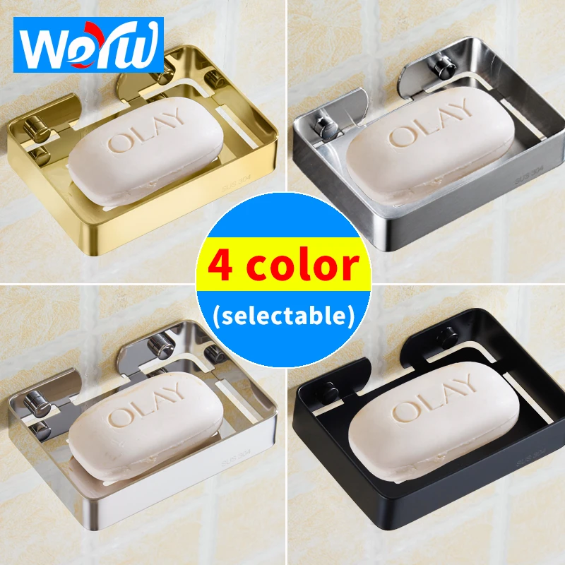 Bathroom Wall Mount Stainless Steel Soap Dish Holder commodity shelf with hooK