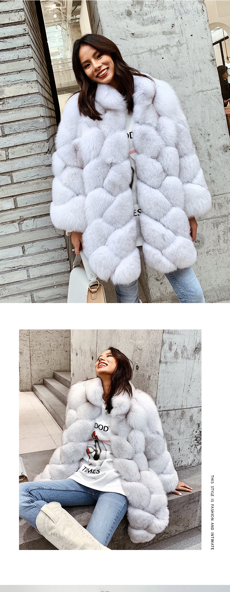 Maylofuer Women New Real Fox Fur Coat Natural and Genuine Fox Fur Jacket for Woman Winter Fashion Fur Coats Overcoat Outwear