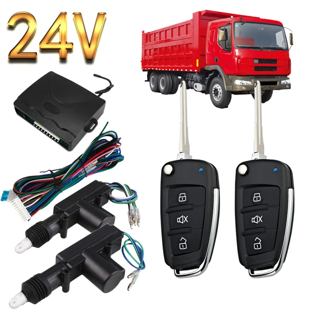 

BIUYEEE 8118 15# FLIP KEY 24V universal for truck Remote control Vehicle Keyless Entry System 2 doors Central Door Lock locking