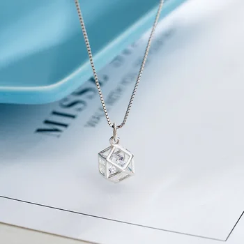 

RYOUCUTE Fashion Silver Color Jewelry Long Korean Zirconia Geometric Necklaces For Women Wedding Kolye Collares Bijoux