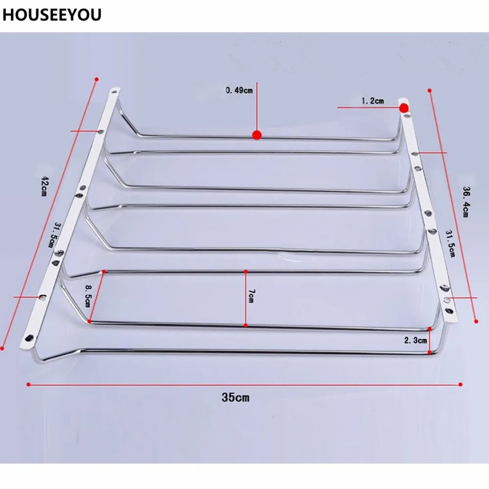 Нержавеющая сталь четыре линии винный шкаф красное вино чашки подвесной держатель барная посуда держатель перевернутые очки сушильная полка кухня обеденный бар