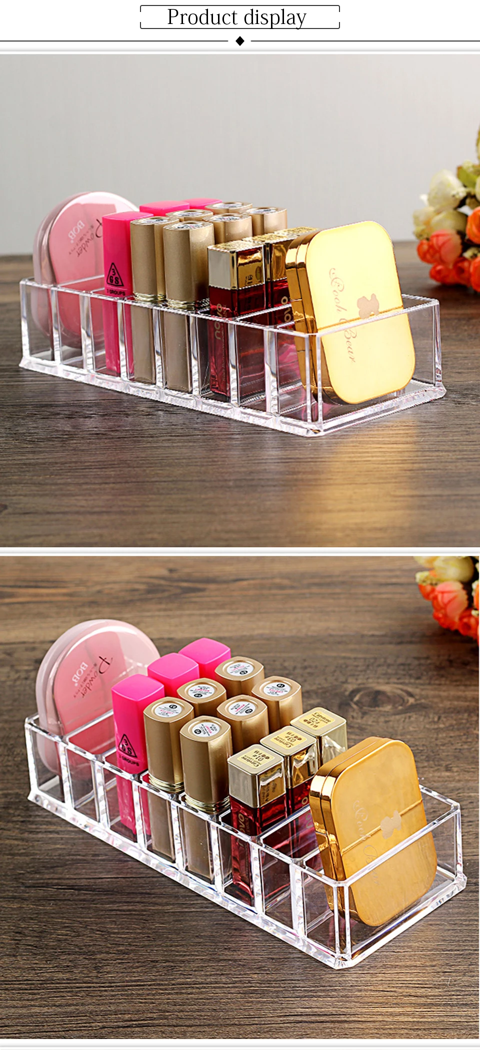 Transparent Acrylic storage box makeup organizer storage box of Cosmetic Lipstick Jewelry Brush Desktop Drawer Organizer (2)