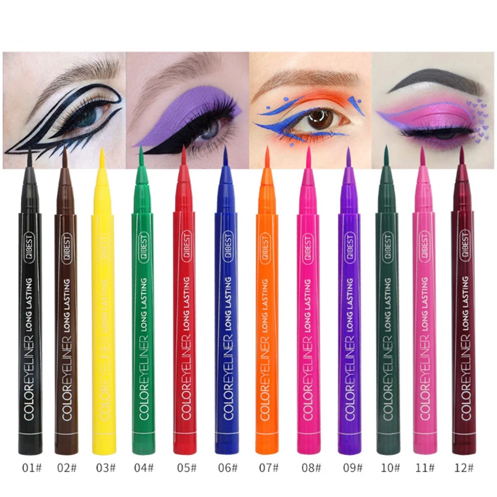 

12 Color Eyeliner Liquid Waterproof Easy To Wear Make Up Matte Eye Liner Blue Red Green Brown Eyliner Drop Shipping