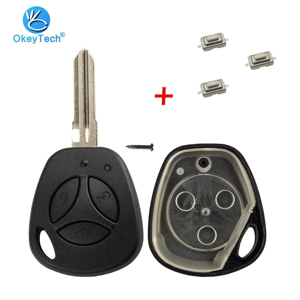 

OkeyTech 3 Button Replacement Auto Car Remote Key Shell With 3 Switches For Lada Priora Kalina Fob Uncut Blank Blade Cover Case