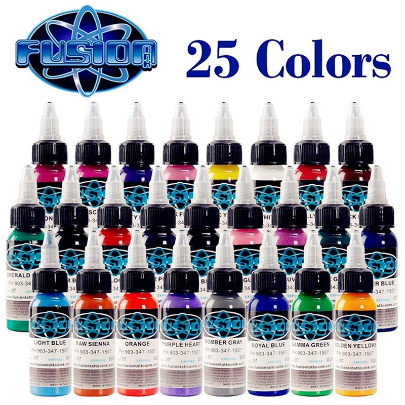 

30 ML/Bottle Tattoo Color Ink Pigment Set For Body Paint Tattoo Color Pigment Tattoo Supply(25 Colors Set)