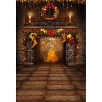 

fondos vinilo fotografia Vintage Fireplace Photography Backdrop Computer Printed Newborn Children Christmas Background For Photo