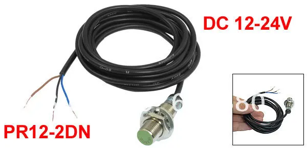 

PR12-2DN DC 12V - 24V 200mA 3 Wire Type PNP NO 2mm Detector Inductive Proximity Switch Sensor 2M Cable