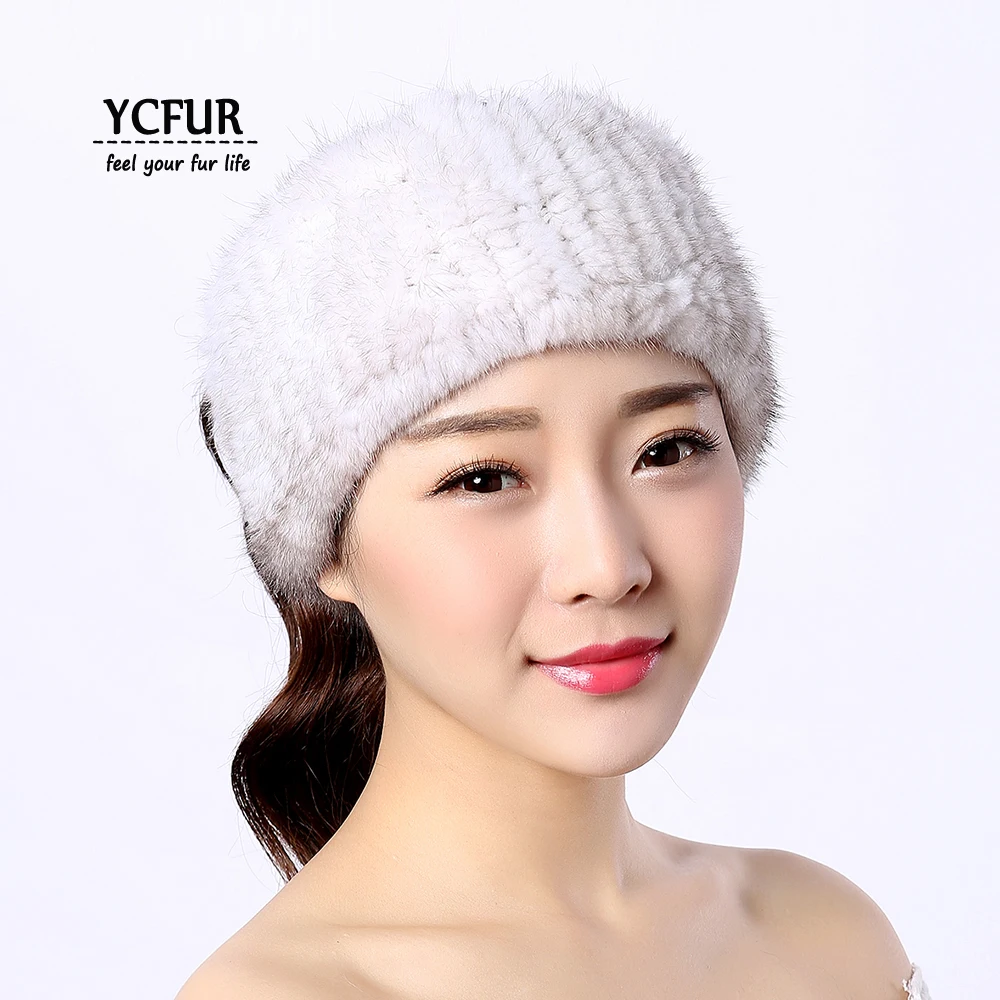 

YCFUR Super Elastic Women Headbands Knit Mink Fur Headband Hairband Girls 2 Uses Neck Warmer Ring Scarf For Women