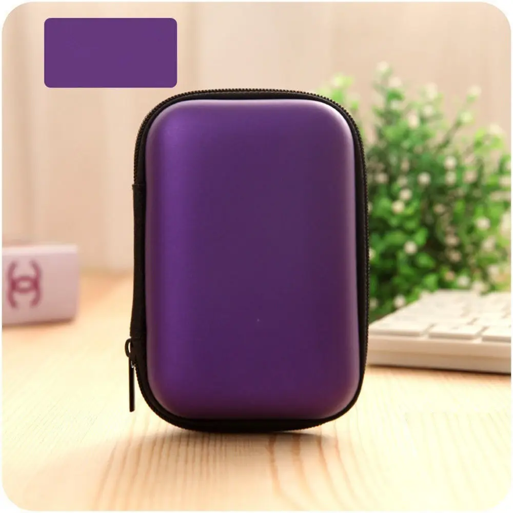 Многофункциональный мини-чехол на молнии для хранения, водонепроницаемый чехол для ключей, сумки для монет, наушники для путешествий, сумка, кабель для sd-карты, наушники-вкладыши - Цвет: Purple