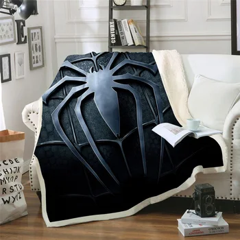 

Black Spider 3D Printed Sherpa Blanket Couch Quilt Cover Travel Youth Bedding Outlet Velvet Plush Throw Fleece Blanket Bedspread