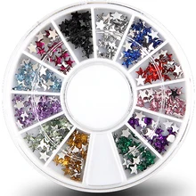 Одна коробка 12 цветов супер яркая вспышка в форме звезды горный хрусталь используется с лаком для ногтей советы для дизайна ногтей M662