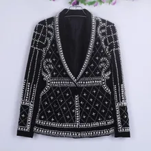 Ночной клуб бар женский рэпер певец хост Новинка перламутровый жемчуг черные куртки костюм для женщин сценическое шоу крутая одежда наряд