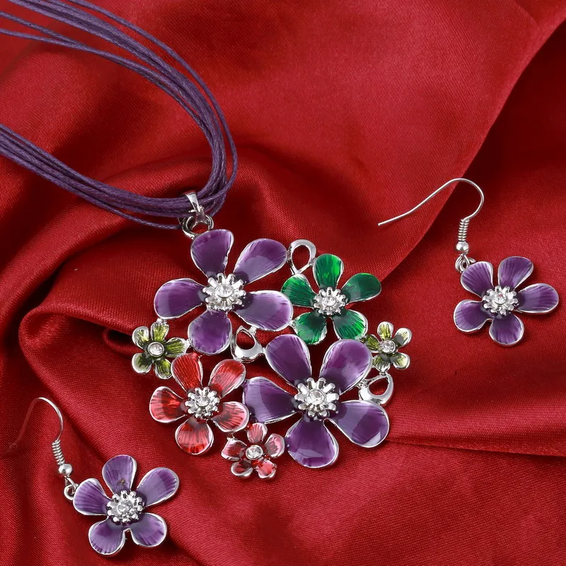 Набор украшений многослойное ожерелье и серьги из шифона ленты 6 цветов|jewelry pendant
