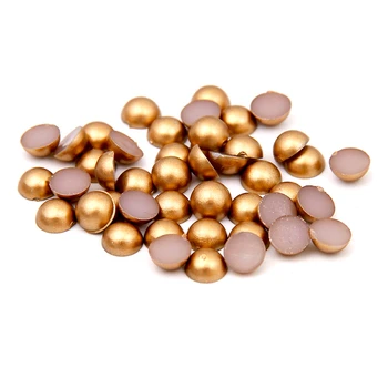 

1.5mm 2mm 10000pcs Matte Gold Resin Rhinestones Non Hotfix Half Round Pearls Beads For Nails Art Backpack DIY Design Decorations