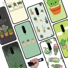 Cute Green Cactus Potted Plant Black Soft Case for Oneplus 7 Pro 7 6T 6 Silicone TPU Phone Cases Cover Coque Shell