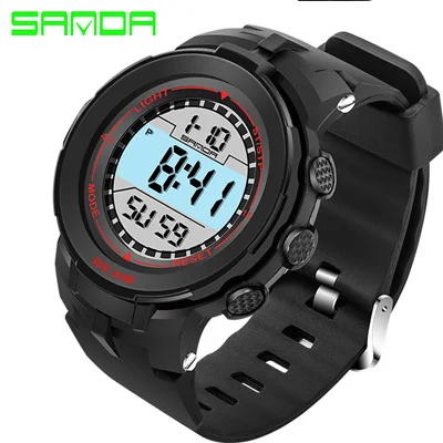 Red SANDA мужские спортивные часы Топ бренд класса люкс для дайвинга цифровые светодиодные армейские часы мужские модные повседневные электронные наручные часы для мужчин - Цвет: Red