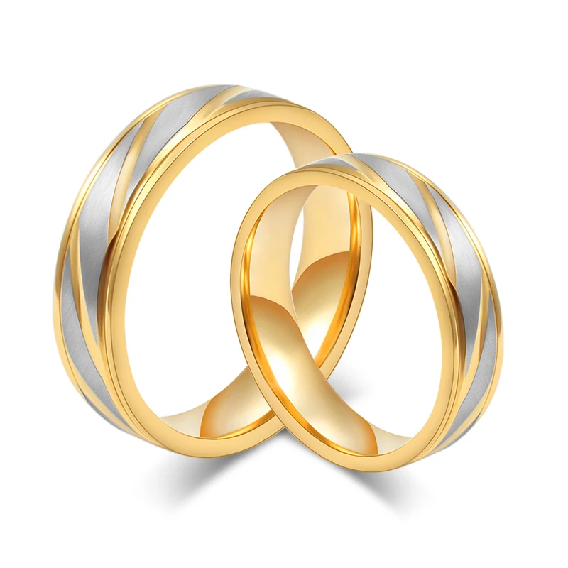 free engraving gold color stainless steel two tone striped minimalist engagement ringschina mainland - Rings For Wedding free engraving gold color stainless steel two tone striped minimalist engagement ringschina mainland - Rings For Wedding