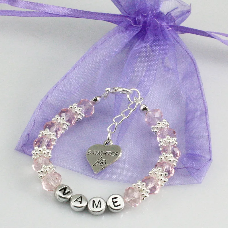 New name Personalised Girl baby Birthday Christmas Gift Charm Bracelet white 