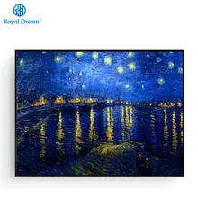 Картина ручной работы картина по номерам DIY ремесла цифровая картина маслом украшение стены искусства Ван Гога звезда нижнего Рона