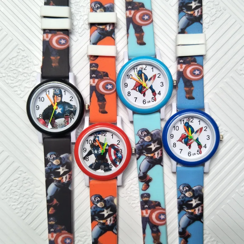 На бретелях дети часы Дети Америка Super Hero Капитан жизни Водонепроницаемый кварц ребенок часы для мальчиков рождественские подарки для