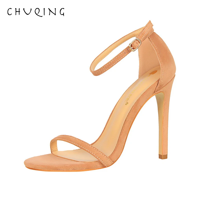 

CHUQING Fashion Sexy Women's Shoes Super High Heel Suede Word with Summer High Heels