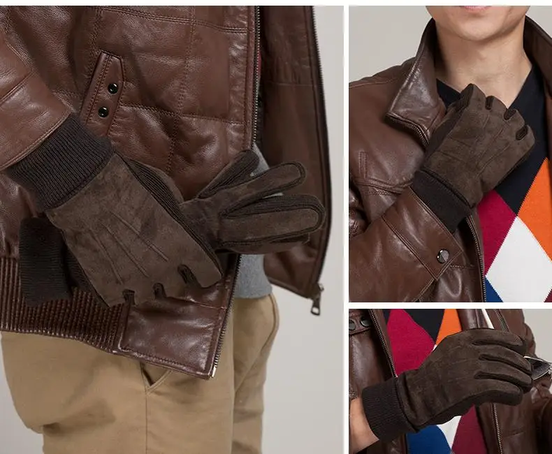 Горячая Распродажа модные Guantes мужские теплые зимние перчатки однотонные черные Рябиновые свиные кожаные средние мягкие тактические перчатки Военные рукавицы