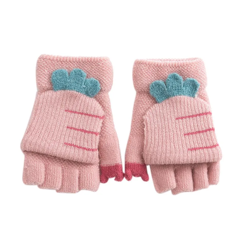 Baby Gloves Knitted Winter Warm Solid Full Finger Mittens Gloves For