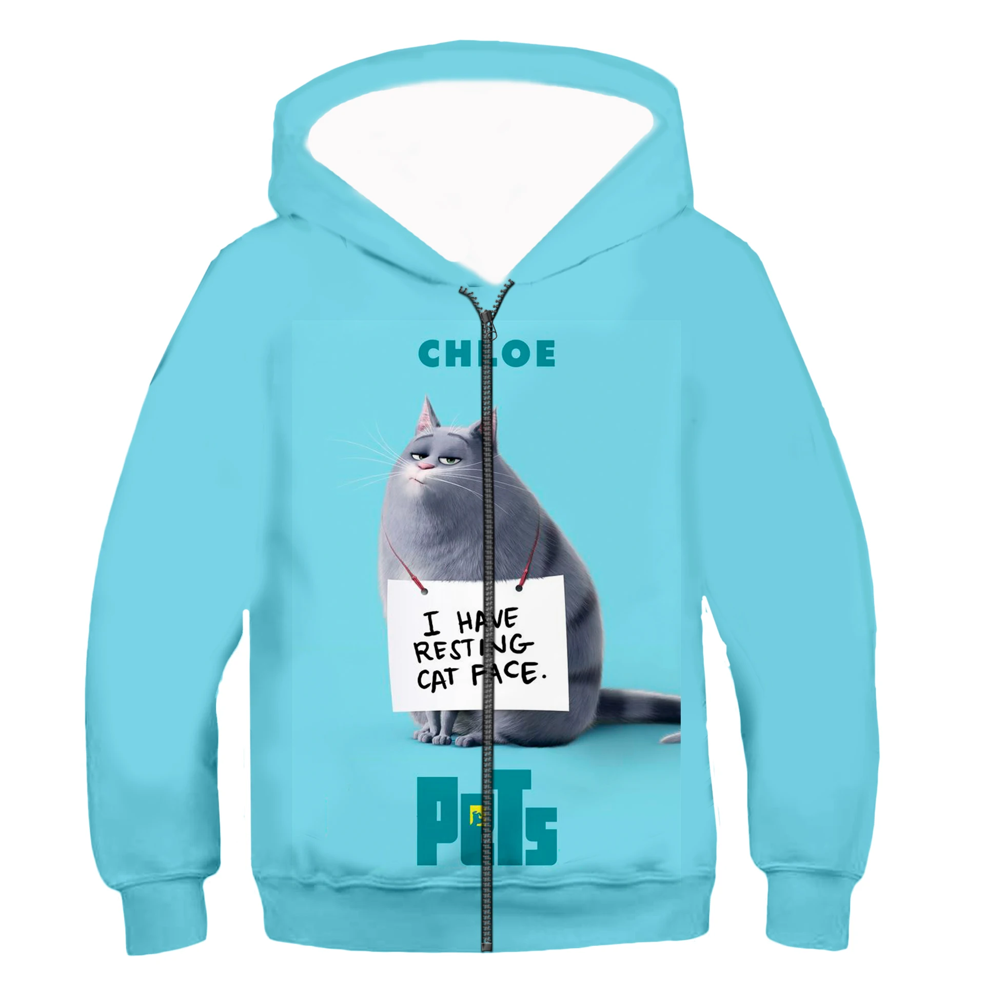 

Kids zip Hoodies The Secret Life of Pets 3D print Hoodie Snowball Cartoon boy sweatshirts Baby Girl Cat Dog autumn Spring coat 3