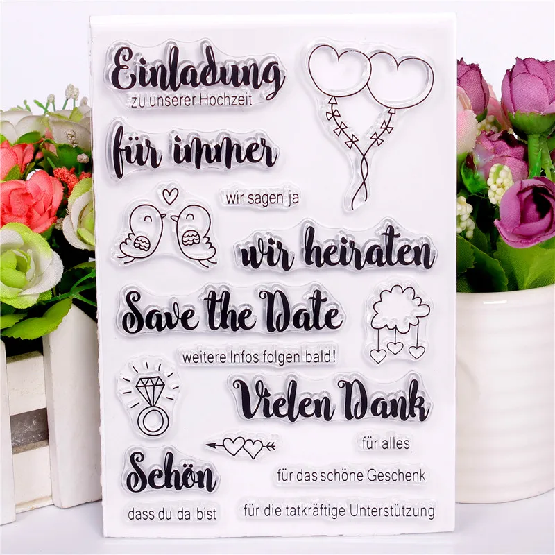 German word Transparent Clear Stamps for DIY Scrapbooking/Card Making/Kids Christmas Fun Decoration Supplies | Канцтовары для офиса
