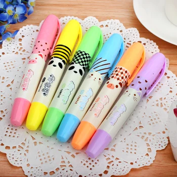 

6 color/set high-capacity color marker key pen fluorescent cute cartoon Highlighter office supplies stationery fruit fragrance