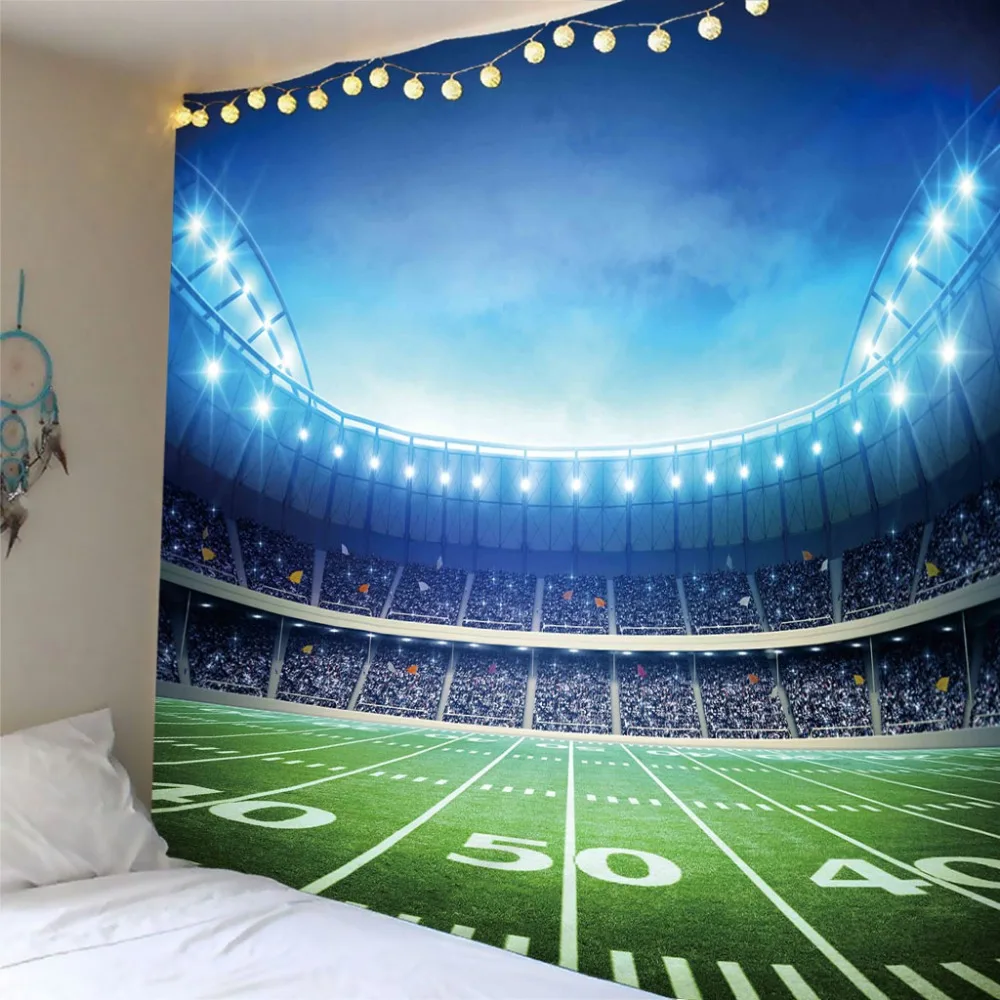 

3D football field light Wall Hanging Tapestry Printed Bedspread Dorm Cover Beach Towel HomeDecoration Dropshipping customizable